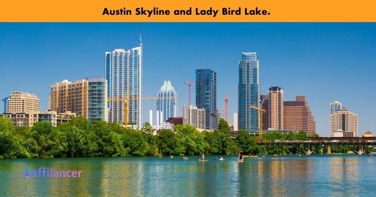 Austin Skyline and Lady Bird Lake.